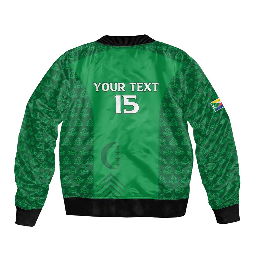 Custom Comoros Football Sleeve Zip Bomber Jacket Go Champions Green Les Coelacantes - Wonder Print Shop
