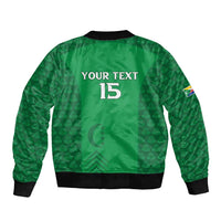 Custom Comoros Football Sleeve Zip Bomber Jacket Go Champions Green Les Coelacantes - Wonder Print Shop