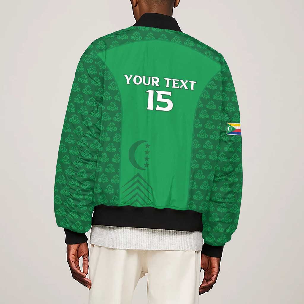 Custom Comoros Football Sleeve Zip Bomber Jacket Go Champions Green Les Coelacantes - Wonder Print Shop