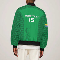 Custom Comoros Football Sleeve Zip Bomber Jacket Go Champions Green Les Coelacantes - Wonder Print Shop