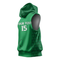 Custom Comoros Football Sleeveless Hoodie Go Champions Green Les Coelacantes - Wonder Print Shop