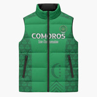 Custom Comoros Football Sleeveless Puffer Jacket Go Champions Green Les Coelacantes - Wonder Print Shop