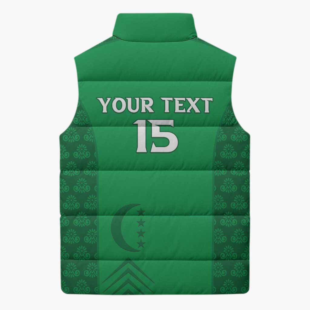Custom Comoros Football Sleeveless Puffer Jacket Go Champions Green Les Coelacantes - Wonder Print Shop