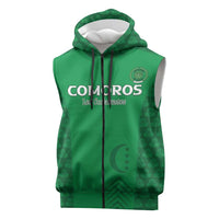 Custom Comoros Football Sleeveless Zip Hoodie Go Champions Green Les Coelacantes - Wonder Print Shop