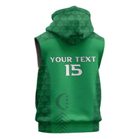 Custom Comoros Football Sleeveless Zip Hoodie Go Champions Green Les Coelacantes - Wonder Print Shop