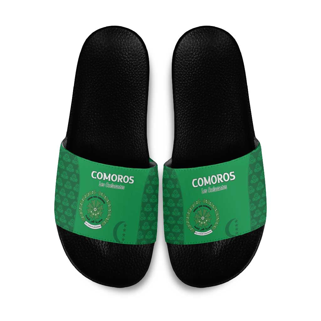Comoros Football Slide Sandals Go Champions Green Les Coelacantes - Wonder Print Shop
