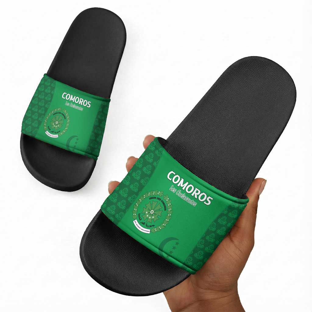 Comoros Football Slide Sandals Go Champions Green Les Coelacantes - Wonder Print Shop