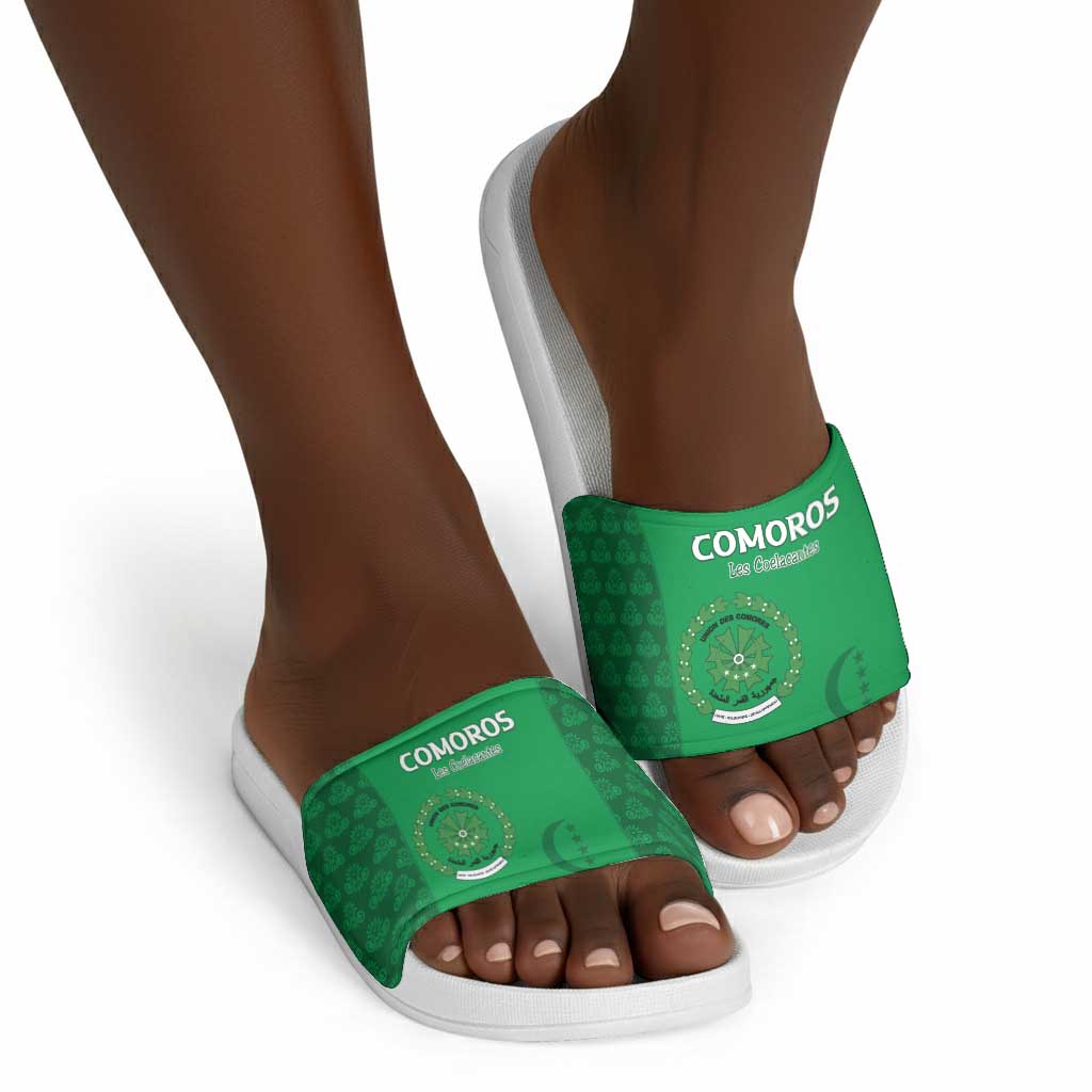 Comoros Football Slide Sandals Go Champions Green Les Coelacantes - Wonder Print Shop