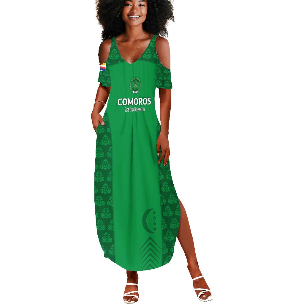 Custom Comoros Football Summer Maxi Dress Go Champions Green Les Coelacantes LT15