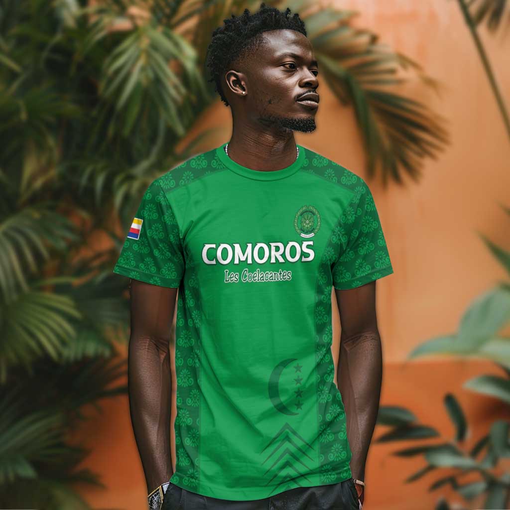 Custom Comoros Football T shirt Go Champions Green Les Coelacantes LT15