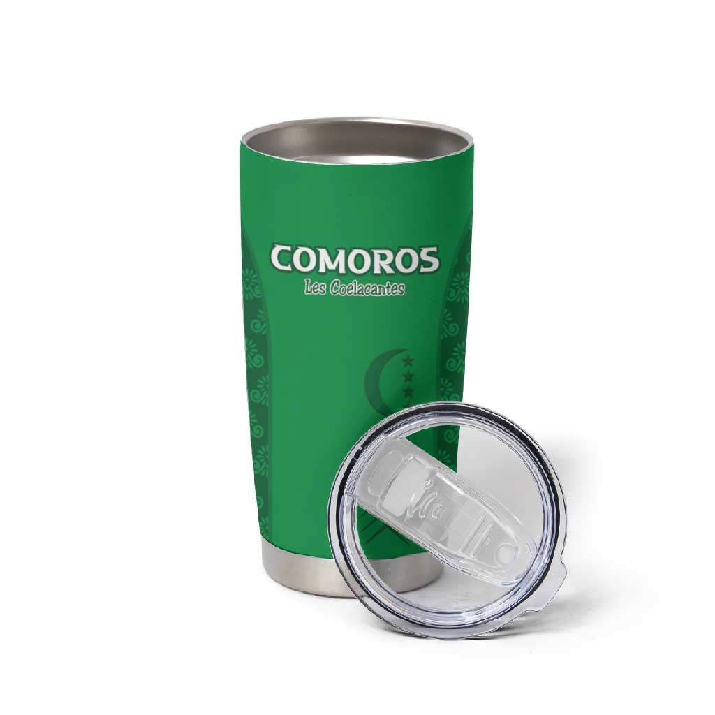 Custom Comoros Football Tumbler Cup Go Champions Green Les Coelacantes - Wonder Print Shop