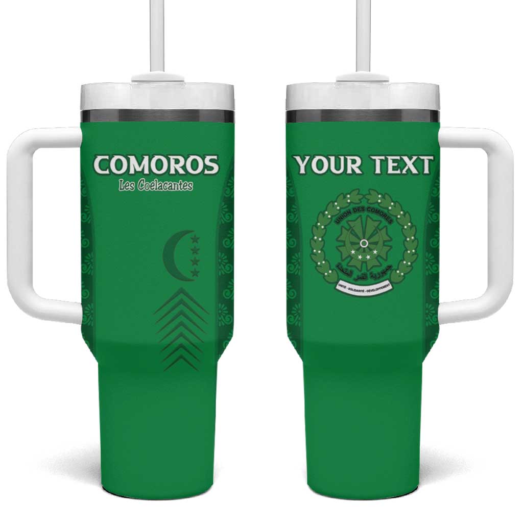 Custom Comoros Football Tumbler With Handle Go Champions Green Les Coelacantes - Wonder Print Shop
