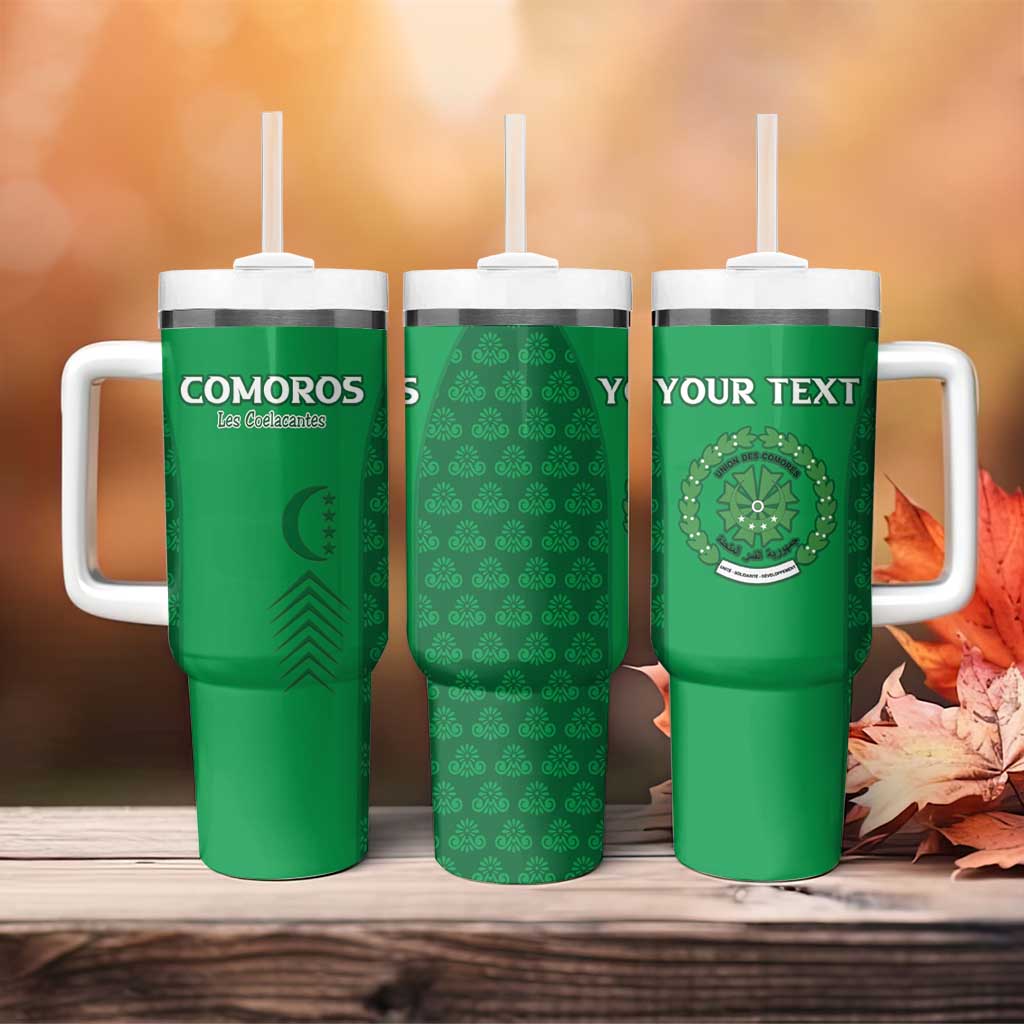 Custom Comoros Football Tumbler With Handle Go Champions Green Les Coelacantes - Wonder Print Shop