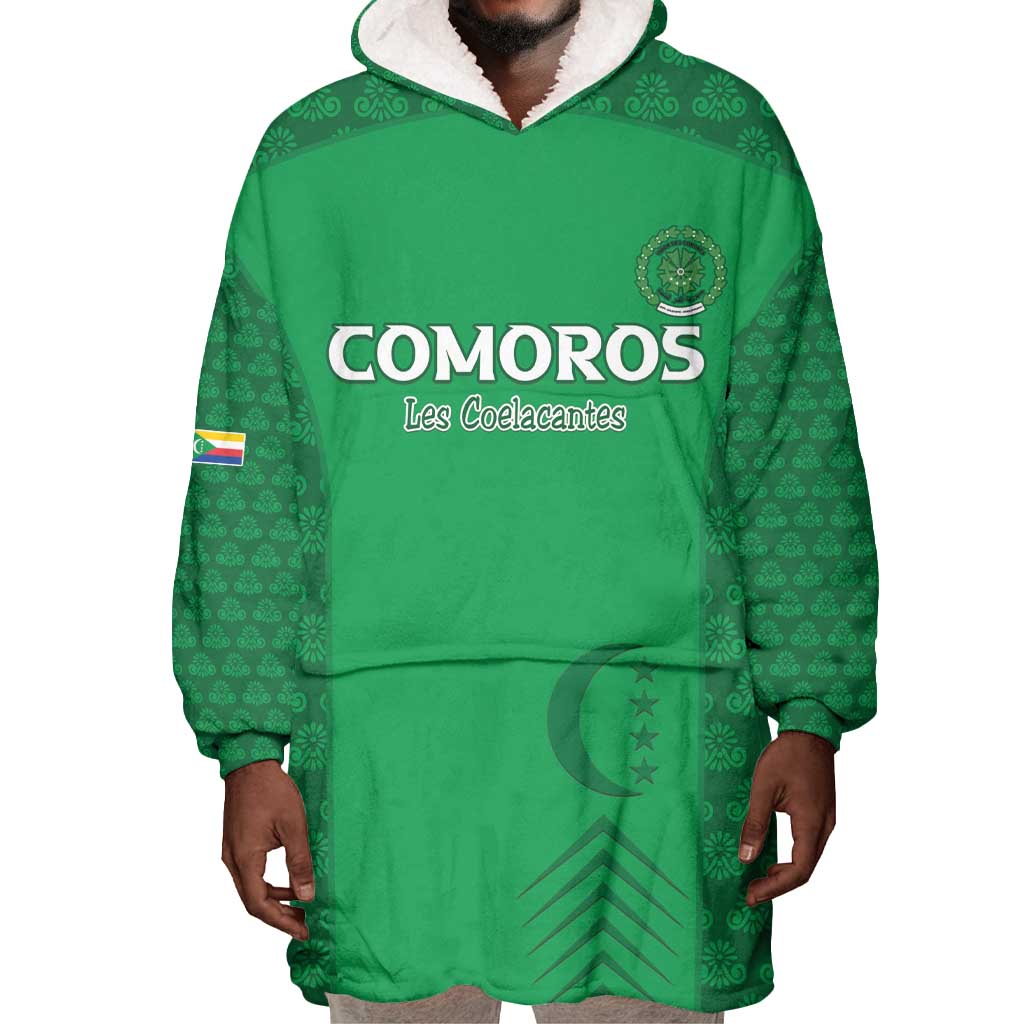 Custom Comoros Football Wearable Blanket Hoodie Go Champions Green Les Coelacantes - Wonder Print Shop