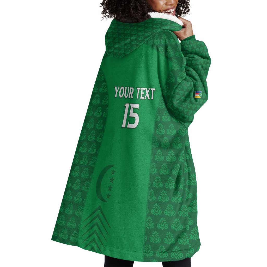 Custom Comoros Football Wearable Blanket Hoodie Go Champions Green Les Coelacantes - Wonder Print Shop
