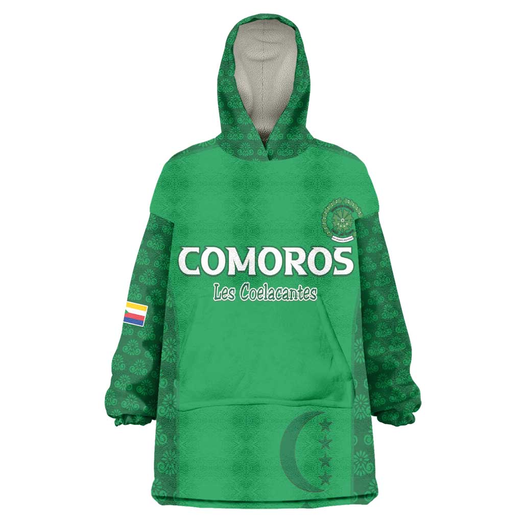 Custom Comoros Football Wearable Blanket Hoodie Go Champions Green Les Coelacantes - Wonder Print Shop