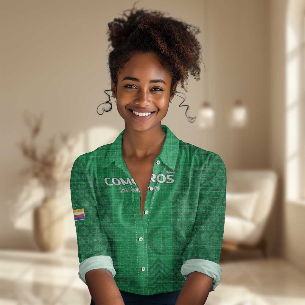 Custom Comoros Football Women Casual Shirt Go Champions Green Les Coelacantes - Wonder Print Shop