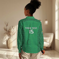 Custom Comoros Football Women Casual Shirt Go Champions Green Les Coelacantes - Wonder Print Shop