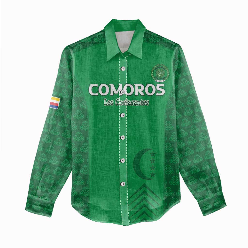 Custom Comoros Football Women Casual Shirt Go Champions Green Les Coelacantes - Wonder Print Shop