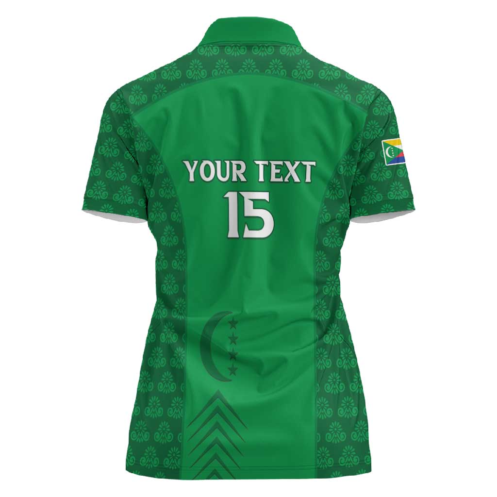 Custom Comoros Football Women Polo Shirt Go Champions Green Les Coelacantes LT15