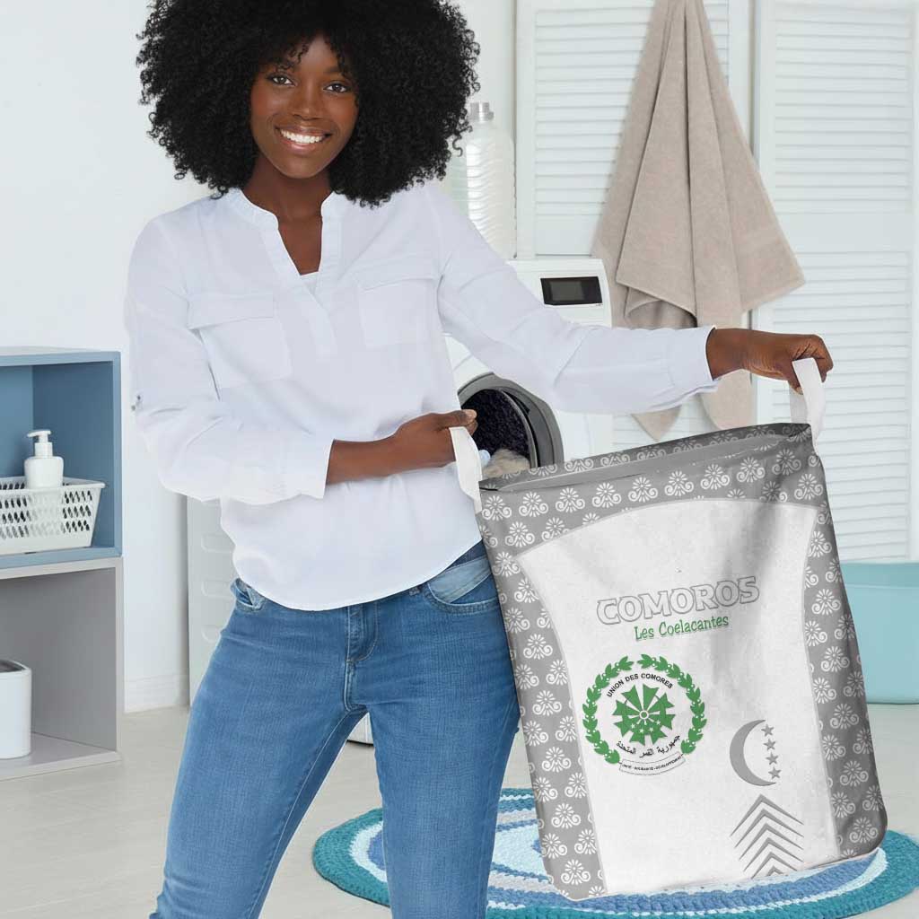 Comoros Football Laundry Basket Go Champions White Les Coelacantes - Wonder Print Shop