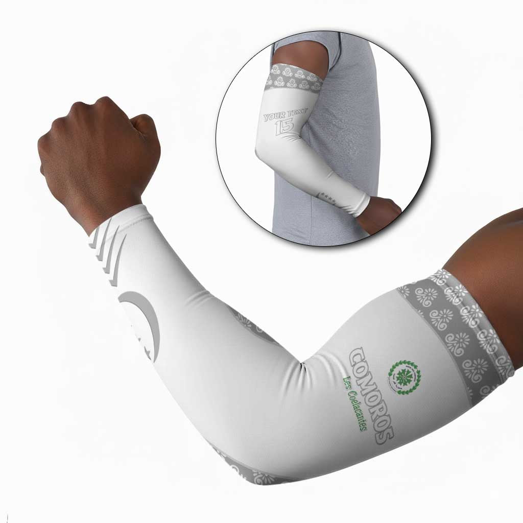 Custom Comoros Football Arm Sleeves Go Champions White Les Coelacantes - Wonder Print Shop