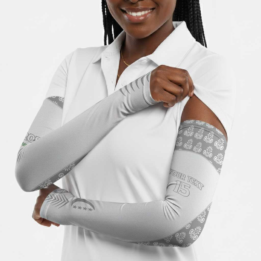 Custom Comoros Football Arm Sleeves Go Champions White Les Coelacantes - Wonder Print Shop