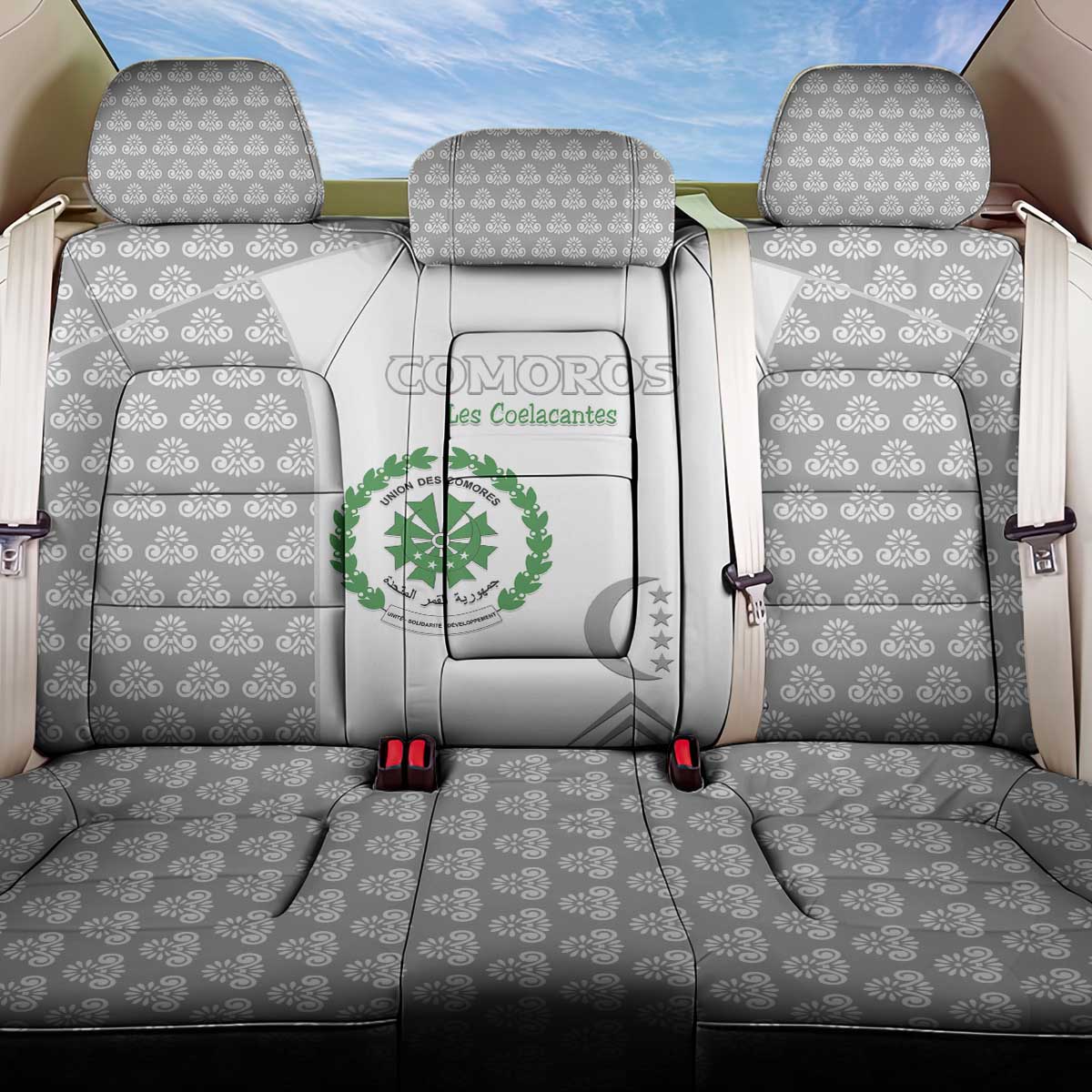 Comoros Football Back Car Seat Cover Go Champions White Les Coelacantes - Wonder Print Shop