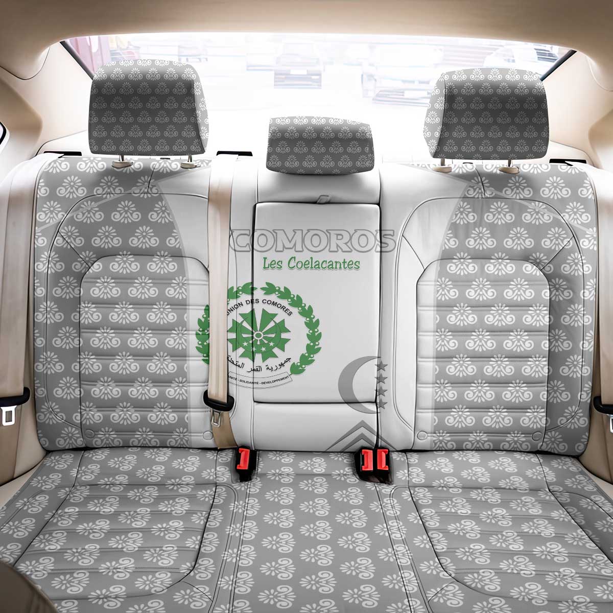 Comoros Football Back Car Seat Cover Go Champions White Les Coelacantes - Wonder Print Shop