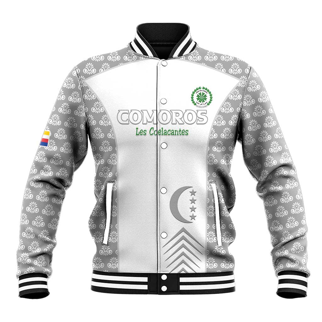 Custom Comoros Football Baseball Jacket Go Champions White Les Coelacantes - Wonder Print Shop