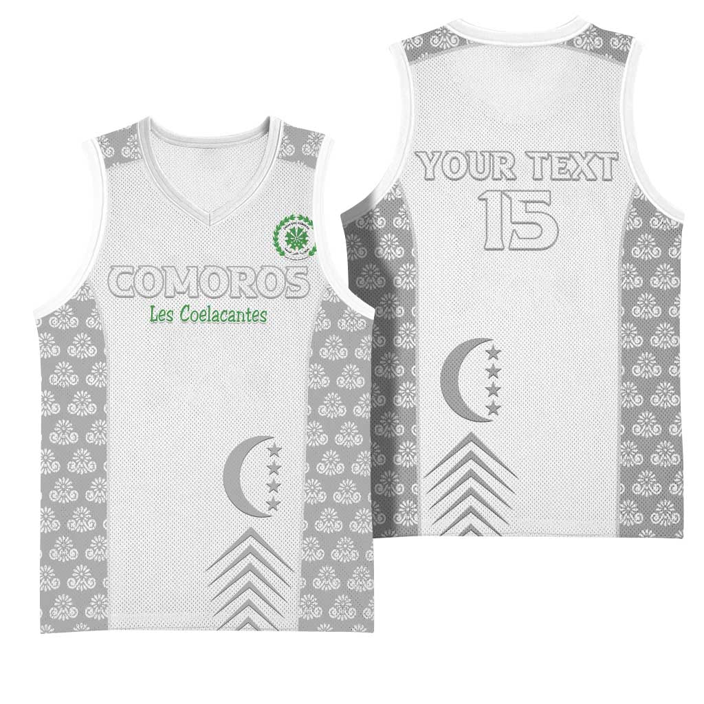 Custom Comoros Football Basketball Jersey Go Champions White Les Coelacantes - Wonder Print Shop