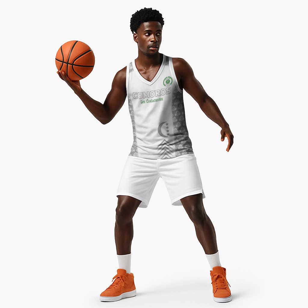 Custom Comoros Football Basketball Jersey Go Champions White Les Coelacantes - Wonder Print Shop