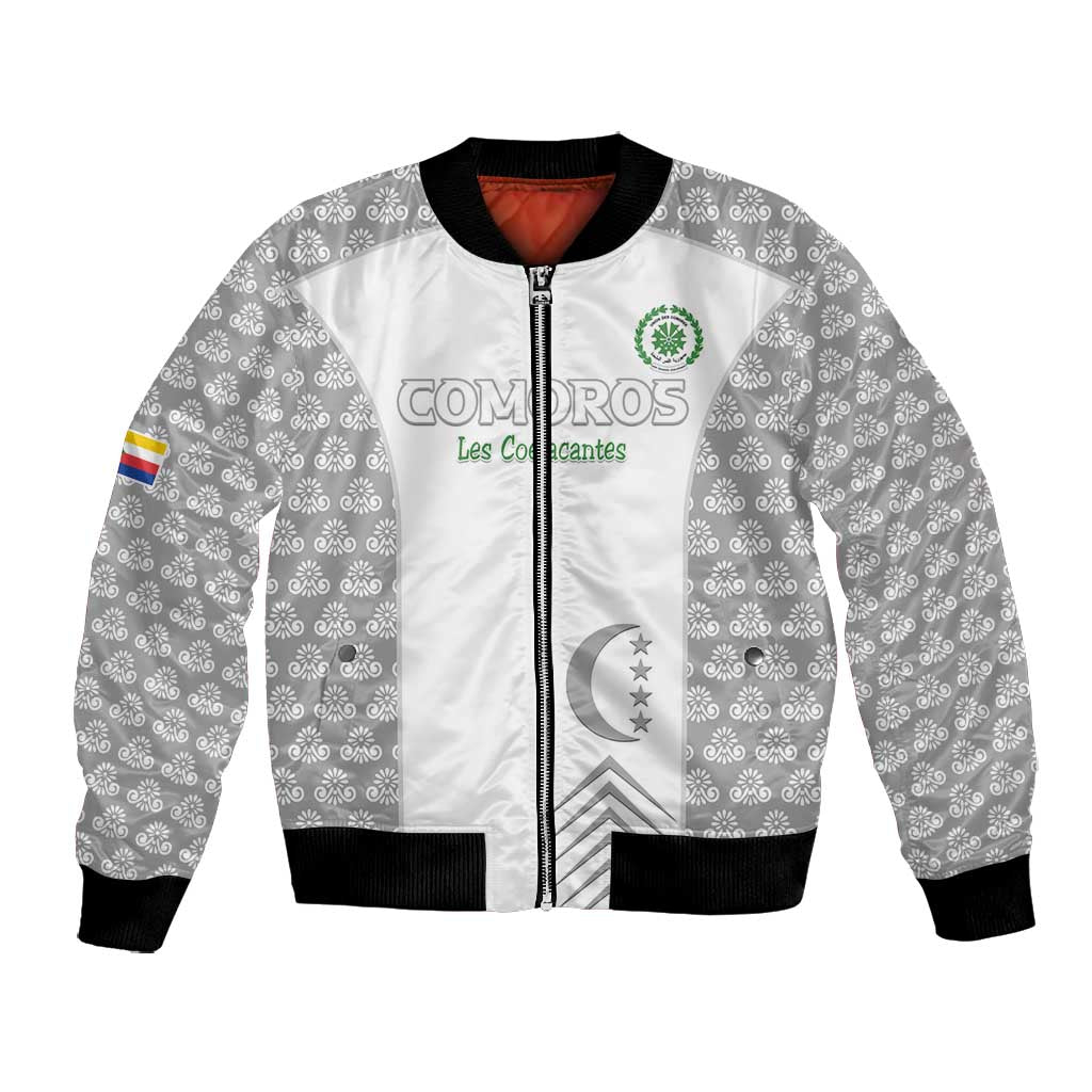 Custom Comoros Football Bomber Jacket Go Champions White Les Coelacantes - Wonder Print Shop