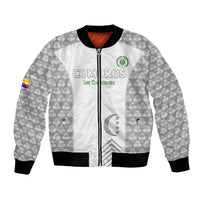 Custom Comoros Football Bomber Jacket Go Champions White Les Coelacantes - Wonder Print Shop