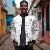 Custom Comoros Football Bomber Jacket Go Champions White Les Coelacantes - Wonder Print Shop