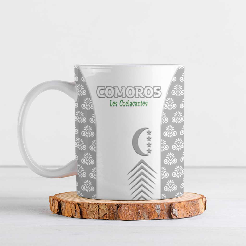 Custom Comoros Football Ceramic Mug Go Champions White Les Coelacantes - Wonder Print Shop