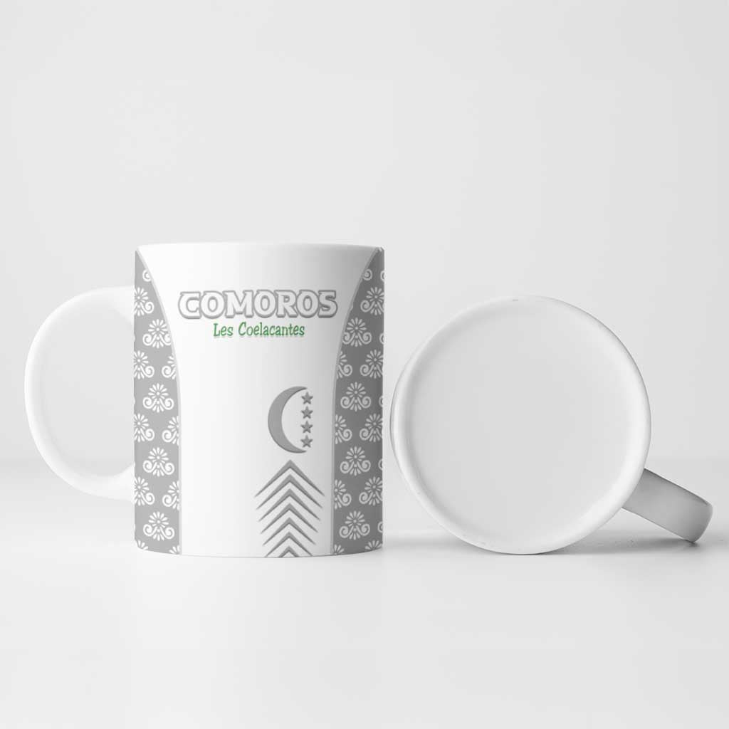 Custom Comoros Football Ceramic Mug Go Champions White Les Coelacantes - Wonder Print Shop