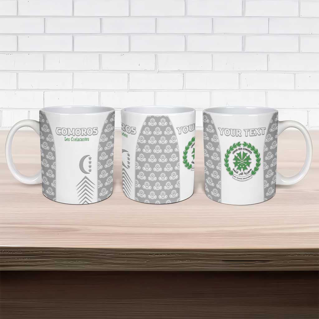 Custom Comoros Football Ceramic Mug Go Champions White Les Coelacantes - Wonder Print Shop