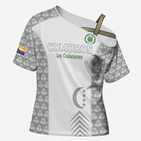 Custom Comoros Football Cross Shoulder Shirt Go Champions White Les Coelacantes - Wonder Print Shop