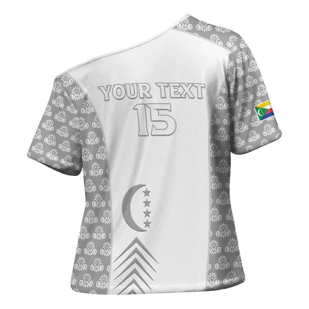 Custom Comoros Football Cross Shoulder Shirt Go Champions White Les Coelacantes - Wonder Print Shop