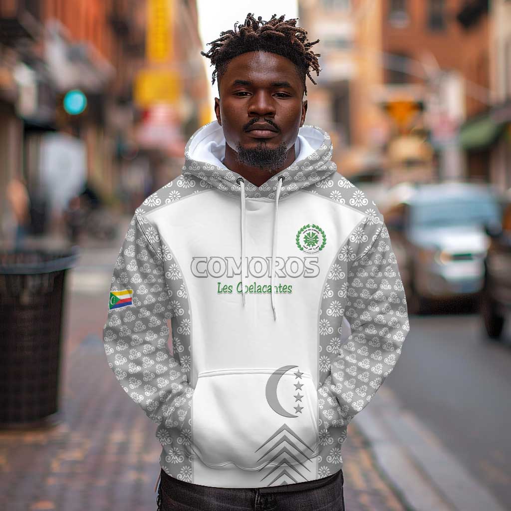 Custom Comoros Football Hoodie Go Champions White Les Coelacantes - Wonder Print Shop