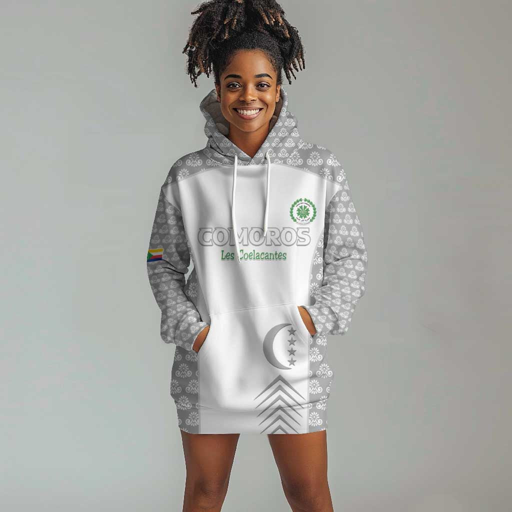 Custom Comoros Football Hoodie Dress Go Champions White Les Coelacantes - Wonder Print Shop