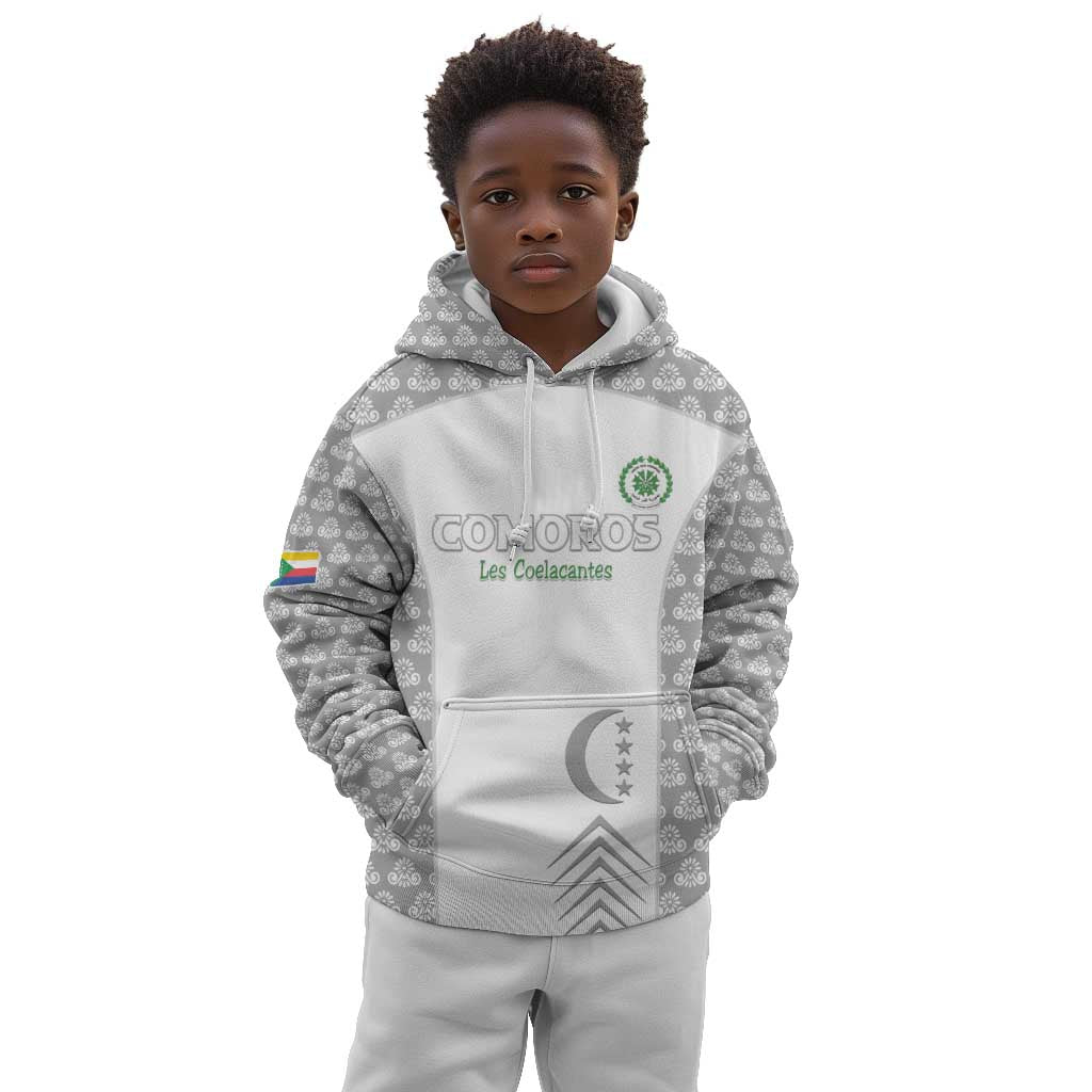 Custom Comoros Football Kid Hoodie Go Champions White Les Coelacantes - Wonder Print Shop