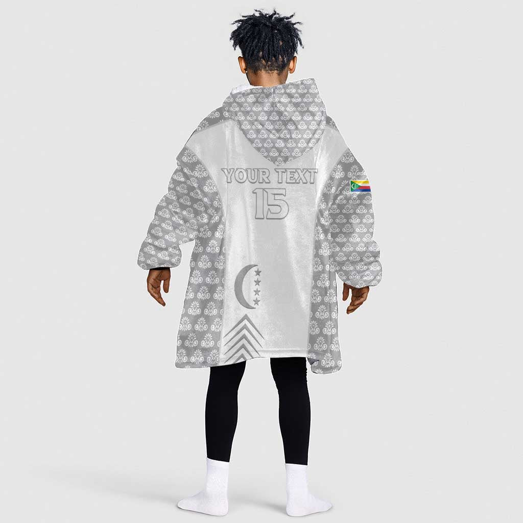 Custom Comoros Football Kid Wearable Blanket Hoodie Go Champions White Les Coelacantes - Wonder Print Shop