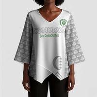 Custom Comoros Football Kimono Sleeve Blouse Go Champions White Les Coelacantes - Wonder Print Shop