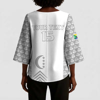 Custom Comoros Football Kimono Sleeve Blouse Go Champions White Les Coelacantes - Wonder Print Shop