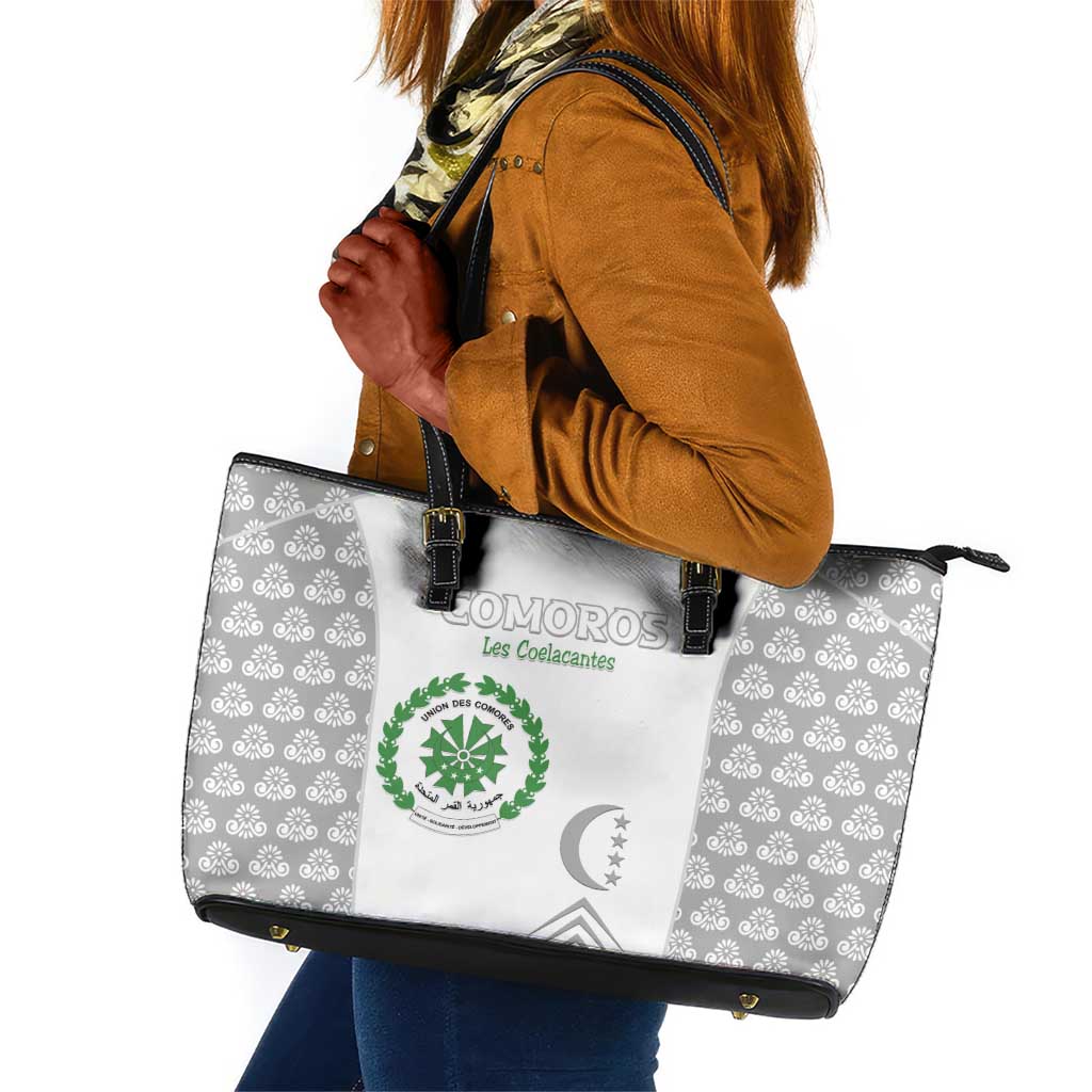 Comoros Football Leather Tote Bag Go Champions White Les Coelacantes - Wonder Print Shop