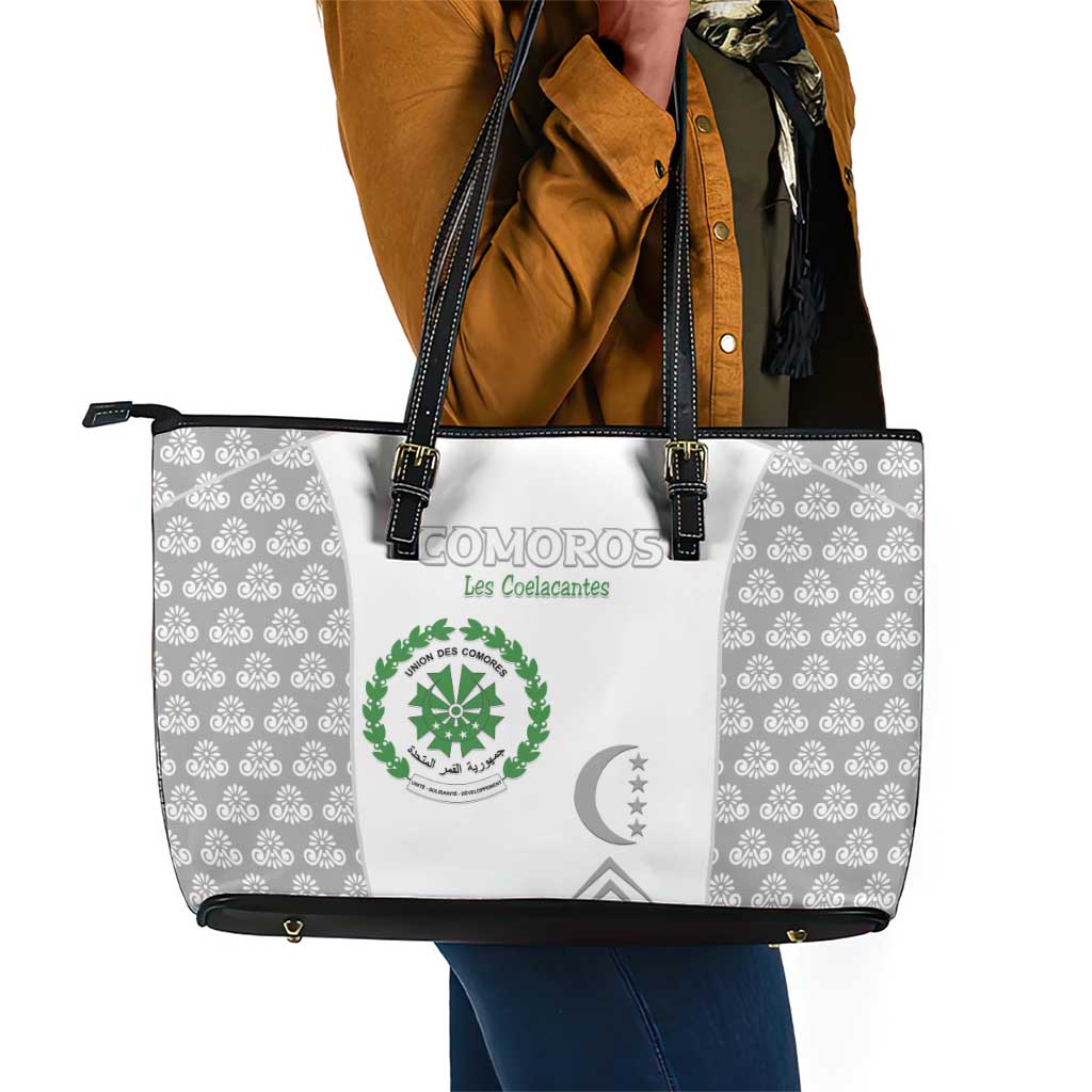 Comoros Football Leather Tote Bag Go Champions White Les Coelacantes - Wonder Print Shop