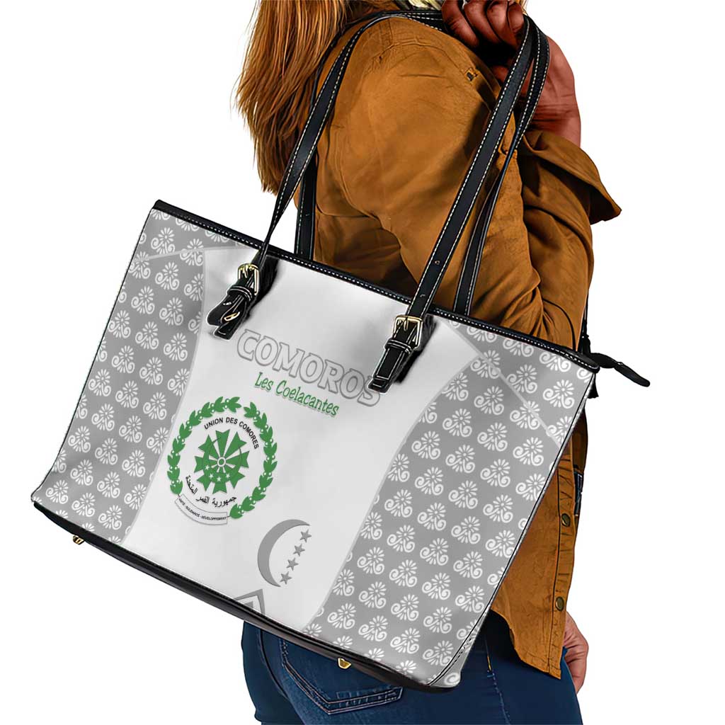 Comoros Football Leather Tote Bag Go Champions White Les Coelacantes - Wonder Print Shop