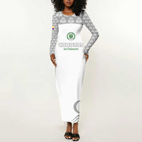 Custom Comoros Football Long Sleeve Bodycon Dress Go Champions White Les Coelacantes - Wonder Print Shop